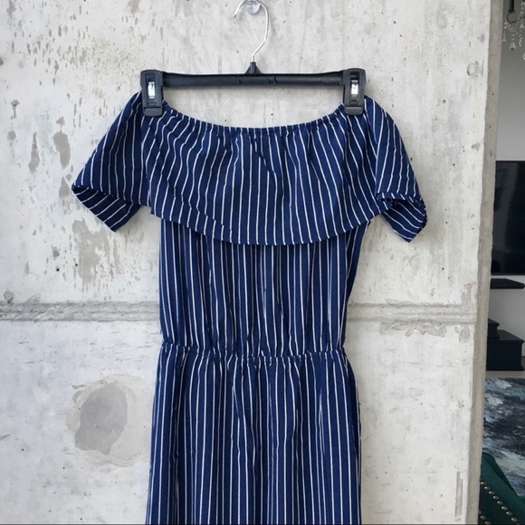 Favlux Striped Off the Shoulder Maxi Dress L - Picture 3 of 4